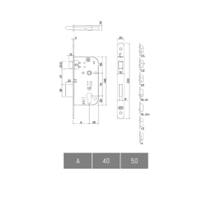 Serrure à larder 7250NF axe 50 - marque MARC